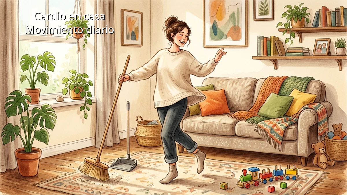Cardio en casa al limpiar para mamás